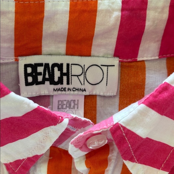 Beach Riot Alexa Striped Button-Down Cover-Up – Pink, Orange & White – XS/S - Picture 4 of 4